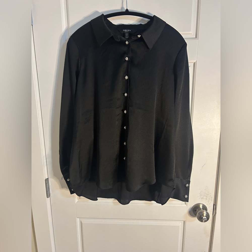 Ever New Black Dress Shirt Classic Design with sparkling embellishments